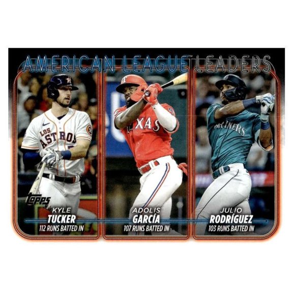2024 Topps #106 Adolis Garcia Kyle Tucker Julio Rodriguez NM-MT MLB Baseball Card Texas Rangers/Houston Astros/Seattle Mariners MLB Baseball Card