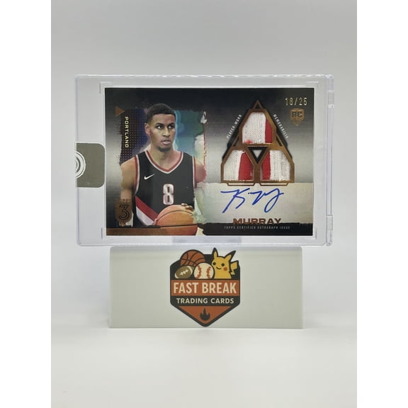 2024 Topps 3 Kris Murray #118 18/25 Patch RC Memorabilia Autograph Basketball Card Portland Trail Blazers NBA Autographed Basketball Trading Card
