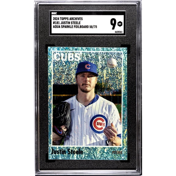 2024 Topps Archives Aqua Sparkle Justin Steele #181 /75 SGC 9