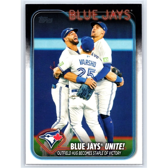 2024 Topps Blue Jays Unite!: Outfield Hug Becomes Staple of Victory #167