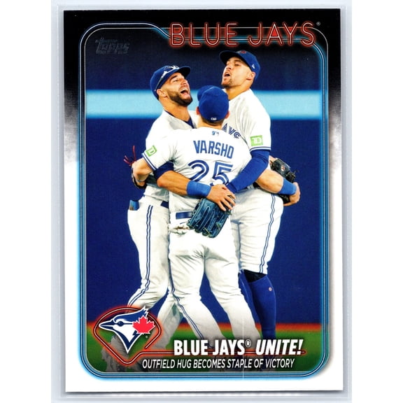 2024 Topps Blue Jays Unite!: Outfield Hug Becomes Staple of Victory #167