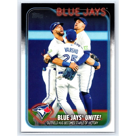 2024 Topps Blue Jays Unite!: Outfield Hug Becomes Staple of Victory #167