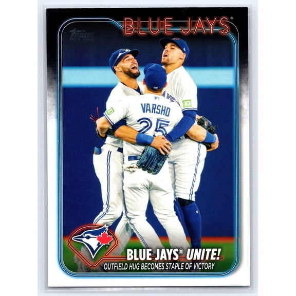 2024 Topps Blue Jays Unite!: Outfield Hug Becomes Staple of Victory #167