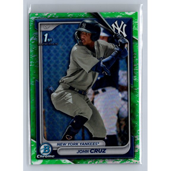 2024 Topps Bowman Chrome Lunar Glow Refractor BCP-71 John Cruz Yankees Baseball Card