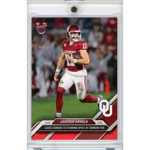 2024 Topps Bowman U Now Jackson Arnold #46 Red #/10 Oklahoma Sooners Rookie RC Football Card