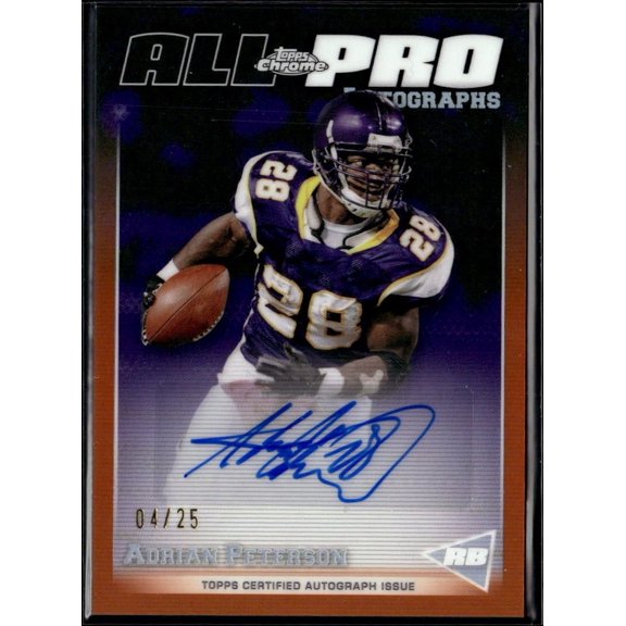 2024 Topps Chrome All-Pro Orange Refractor Autographed Adrian Peterson #APA-AP Football Card Minnesota Vikings NFL Autographed Football Trading Card