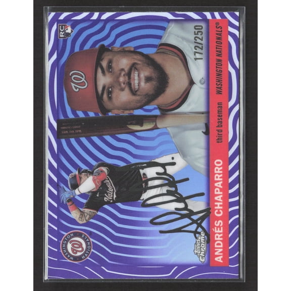 2024 Topps Chrome Andrs Chaparro #266 Purple RayWave /250 RC Washington Nationals MLB Autographed Baseball Trading Card