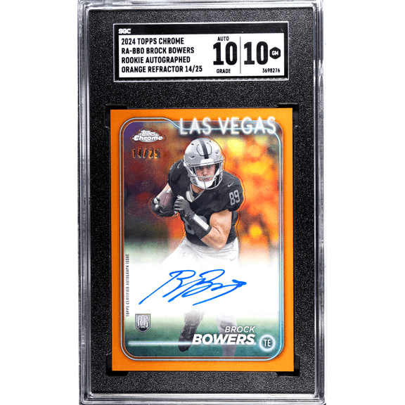 2024 Topps Chrome BROCK BOWERS #RA-BBO Rookie Autograph Orange Refractor SGC 10 Auto 10