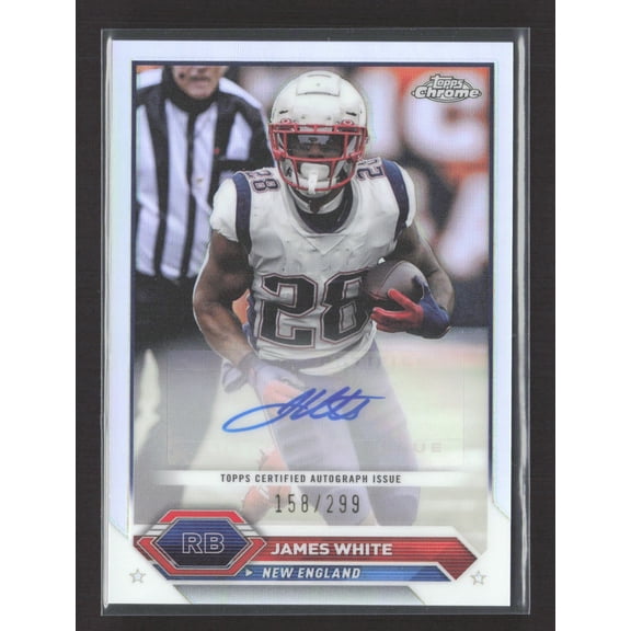 2024 Topps Chrome Composite Refractor /299 New England Patriots James White TCA-JWH Autograph Football Card New England Patriots NFL Autographed Footb