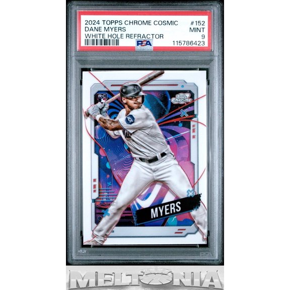 Graded 2024 Topps Chrome Cosmic White Hole Refractors RC Dane Myers #152 PSA 9 Miami Marlins