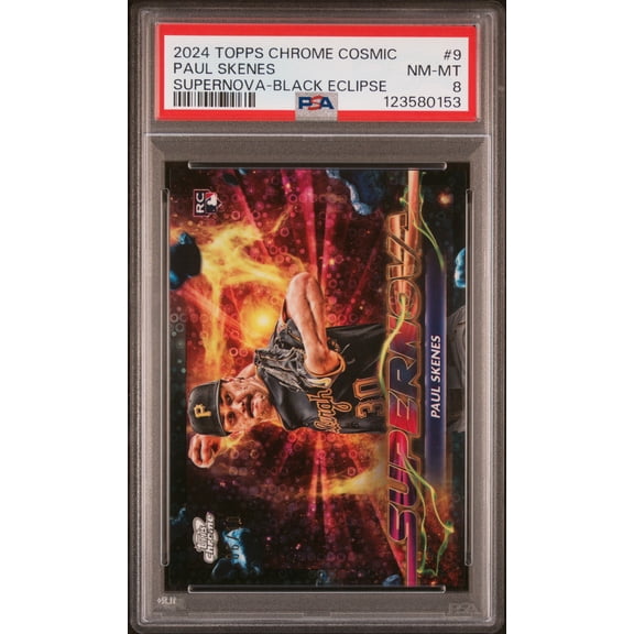 2024 Topps Chrome Cosmic Supernova Paul Skenes #9 Black Eclipse /90 PSA 8