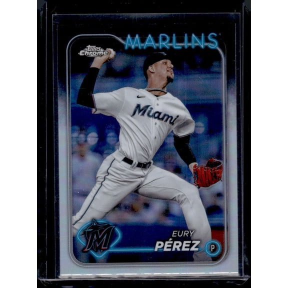 2024 Topps Chrome Refractors #6 Eury Prez Miami Marlins Baseball Card