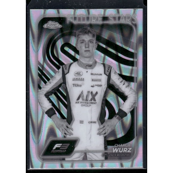 2024 Topps Chrome Formula 3 Future Stars Charlie Wurz #58 Refractor Black & White