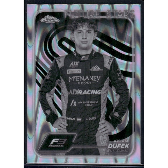 2024 Topps Chrome Formula 3 Future Stars Joshua Dufek #69 Refractor Black & White