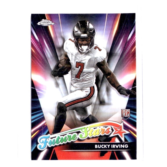 2024 Topps Chrome Future Stars Bucky Irving FS-19 Refractor RC Trading Card Tampa Bay Buccaneers NFL Tampa Bay Buccaneers NFL Football Trading Card