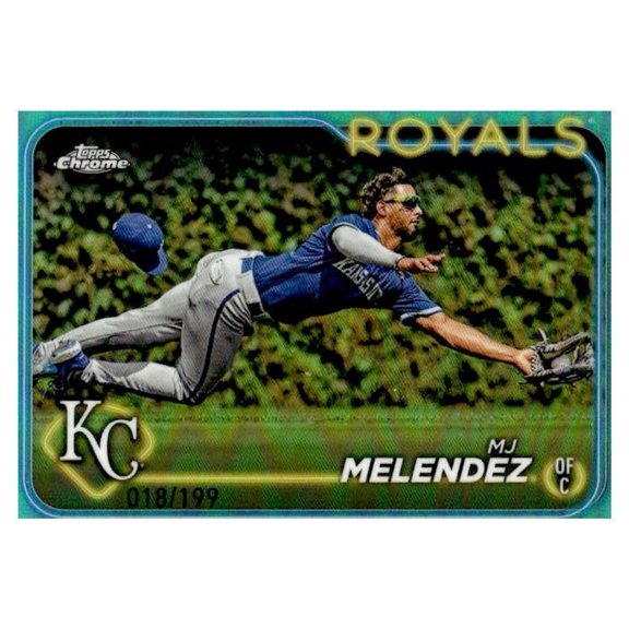 2024 Topps Chrome Aqua Refractors #7 SN MJ Melendez Kansas City Royals Baseball Card