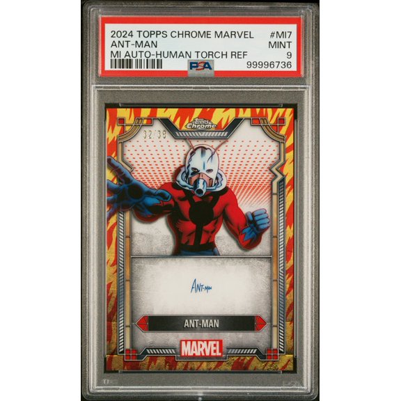2024 Topps Chrome Marvel Marvel Character Autographs #MI7 Ant Man Mi Auto-Human Torch Ref PSA 9