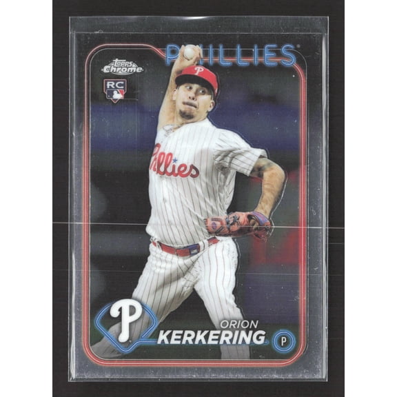 2024 Topps Chrome Lightboard Logo RC 180 Orion Kerkering Phillies Baseball Card