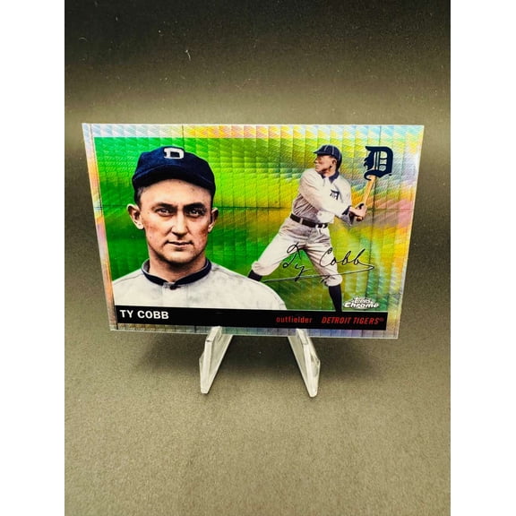 2024 Topps Chrome Prism Refractor Ty Cobb #492 Detroit Tigers Baseball Card Detroit Tigers MLB Baseball Trading Card