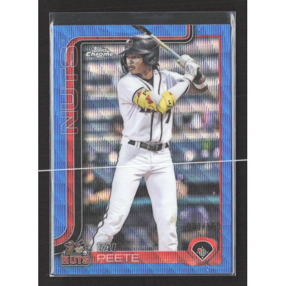 2024 Topps Chrome Pro Debut Blue RayWave PDC-2 Tai Peete Modesto Nuts Baseball Card