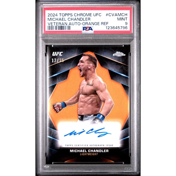 2024 Topps Chrome UFC Chrome Veteran Autographs Veteran Autograph-Orange Michael Chandler #CVAMCH /25 PSA 9