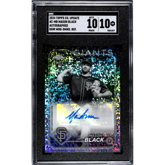 2024 Topps Chrome Update #AC-MB Mason Black Auto. B&W Mini-Dmnd. Ref. SGC 10