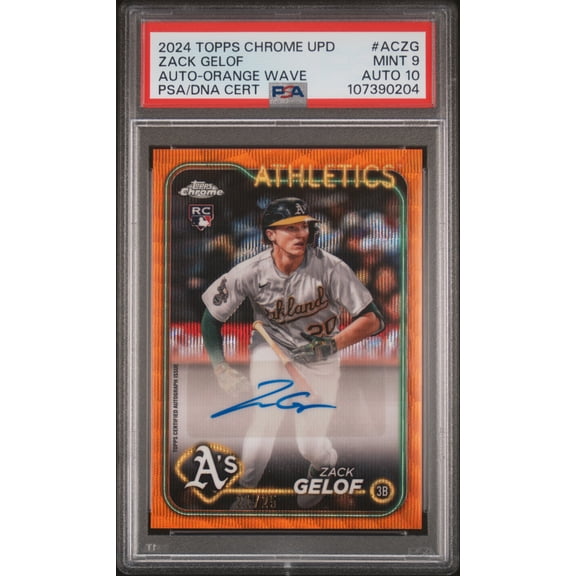 2024 Topps Chrome Update Orange Wave Zack Gelof #AC-ZG RC Auto /25 PSA 9 Auto 10