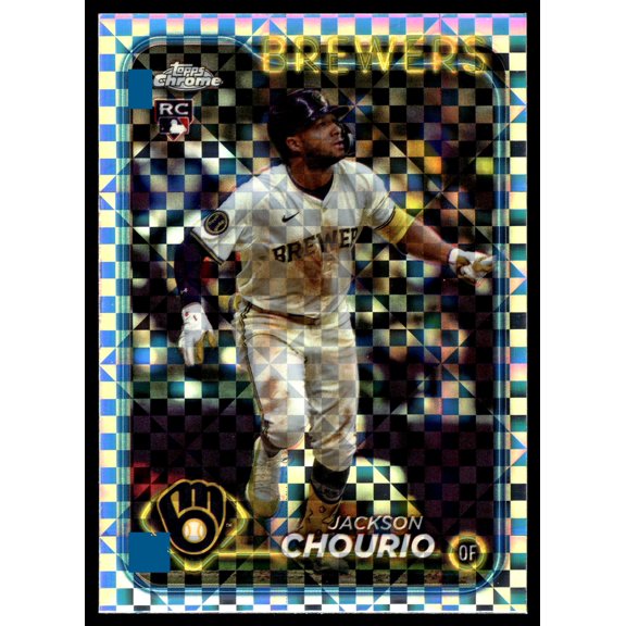 2024 Topps Chrome Update #USC18 X-Fractors Jackson Chourio Milwaukee Brewers Baseball Card Milwaukee Brewers MLB BASEBALL Trading Card