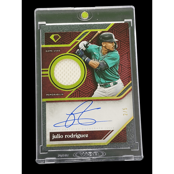 2024 Topps Diamond Icons Julio Rodrguez SPA-JR 2/5 Autographed Game-Used Relic Baseball Card