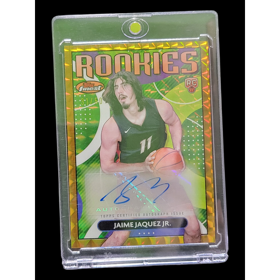 2024 Topps Finest Basketball Jaime Jaquez Jr. #RFA-JJJ Gold Refractor RC Miami Heat NBA Autographed Basketball Trading Card