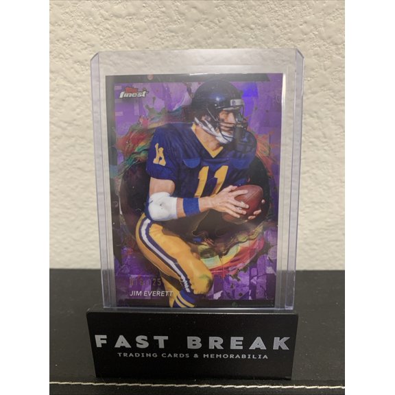2024 Topps Finest Trading Card Jim Everett #222 Purple Checkerboard Refractor Serial Numbered Los Angeles Rams