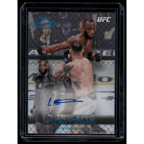 2024 Topps Gold Label UFC Leon Edwards GLA-LED Gold Label Autographs Blue #/99 Trading Card