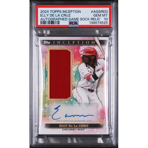 2024 Topps Inception Autographed Game Sock Relic Elly De La Cruz #AGSRED /25 PSA 10