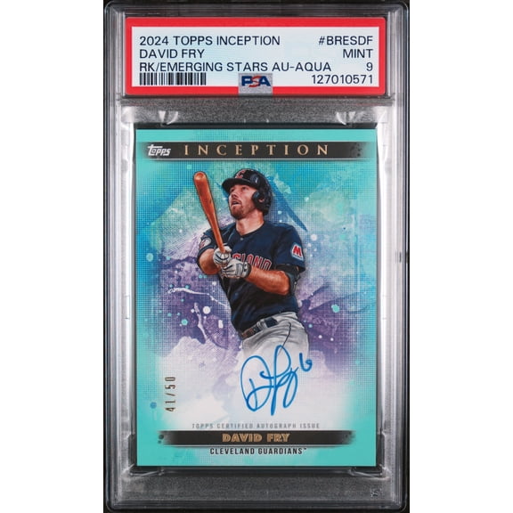 2024 Topps Inception Base Rookie and Emerging Star Autographs Aqua David Fry #BRESDF /50 PSA 9