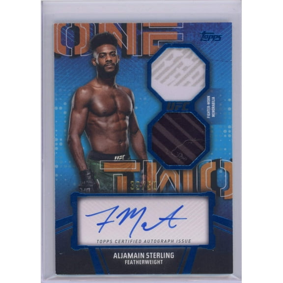 2024 Topps Knockout Aljamain Sterling #OTCASG 1-2 Combo Auto Relic Blue /50 UFC MMA Card