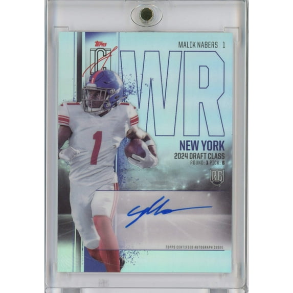 2024 Topps Malik Nabers #RCVMN Signature Class Chrome Autograph Variation New York Giants Rookie RC Football Card