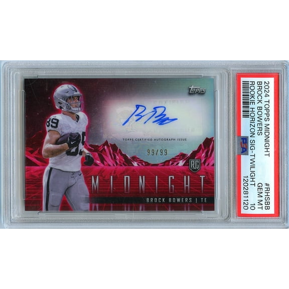 Graded 2024 Topps Midnight Rookie Horizon Signatures Twilight Brock Bowers Auto #RHSBB PSA 10