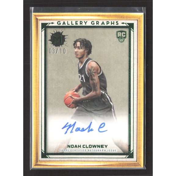 2024 Topps Motif Gallery Graphs Noah Clowney #GG-NC /10 RC Brooklyn Nets NBA Autographed Basketball Trading Card