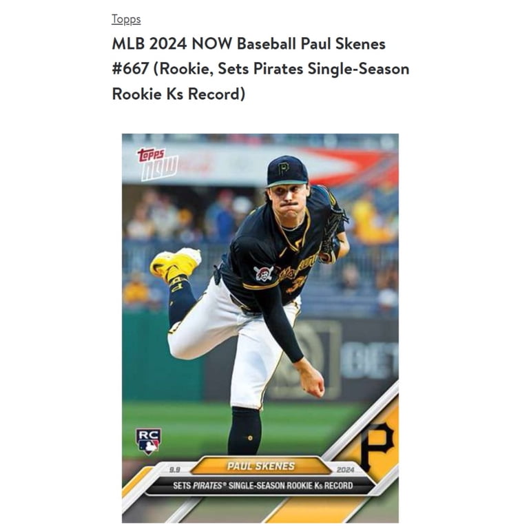 2024 Topps NOW, Paul Skenes, SGC Graded 9.5 Trading Card - Walmart.com