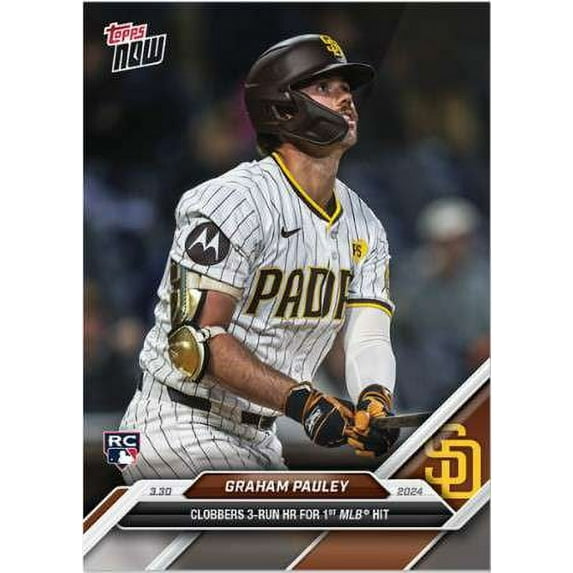 2024 Topps Now Baseball Graham Pauley #20 (Rookie, Clobbers 3-Run HR For 1st MLB Hit)