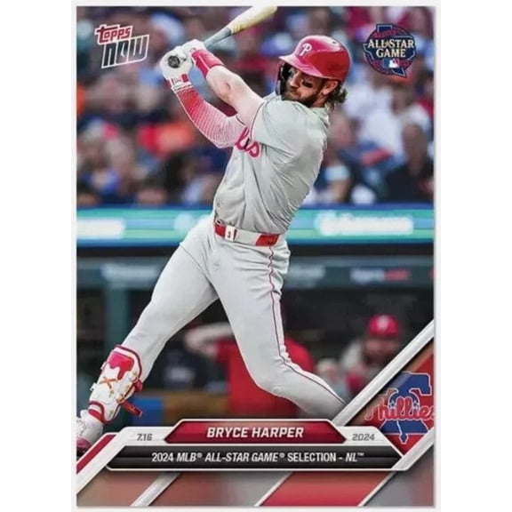 2024 Topps Now Near Mint Bryce Harper ASG-BH Phillies Baseball Card Philadelphia Phillies MLB Baseball Trading Card