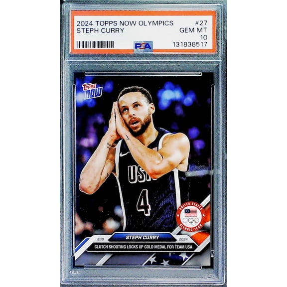2024 Topps Now Olympics Stephen Curry USA TEAM Golden State Warriors #27 PSA 10 Gem Mint (serial number may vary)
