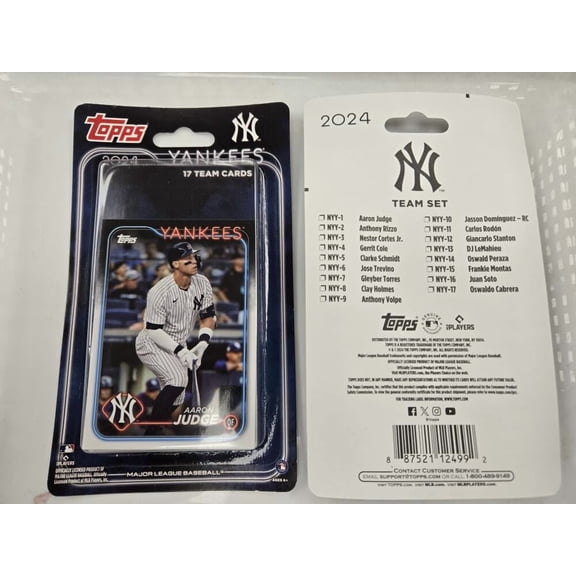 2024 Topps Retail Factory Sealed Baseball New York Yankees Base MLB Team Set. 17 Total Cards. Stock Photo shown