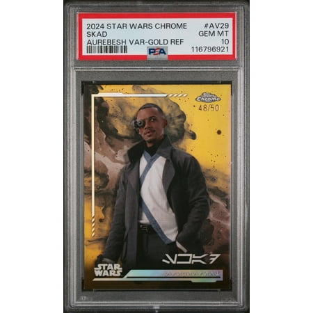2024 Topps Star Wars Chrome Aurebesh Var Gold Refractor Skad #AV29 /50 PSA 10