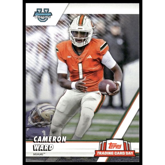 2024 Topps Trading Card Day Bowman Chrome Cameron Ward NTCD-BF13 Miami Hurricanes Football Card