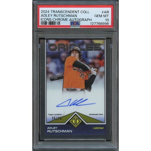 2024 Topps Transcendent Collection Transcendent Icons Chrome Autographs Adley Rutschman #AR /25 PSA 10 Topps
