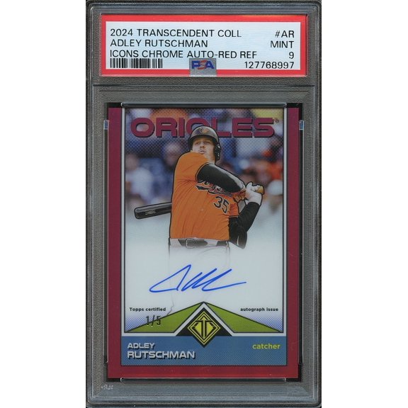 2024 Topps Transcendent Collection Transcendent Icons Chrome Autographs Adley Rutschman #AR Red Ref /5 PSA 9 Topps
