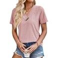 thumbnail image 1 of 2024 Tops for Women Trendy Button V-Neck Casual Short Sleeve, Women's Summer Tops, 1 of 13