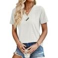 thumbnail image 1 of 2024 Tops for Women Trendy Button V-Neck Casual Short Sleeve, Women's Summer Tops, 1 of 13