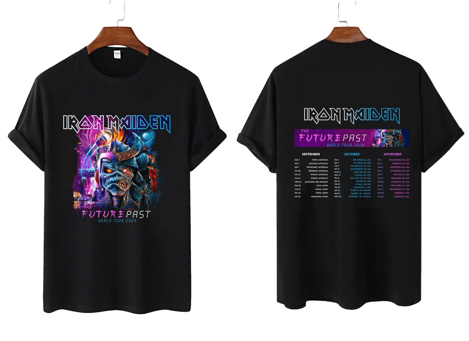 2024 Tour TShirt Maiden Iron Past Uni World Future Band Fan